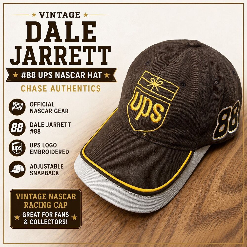 Vintage Dale Jarrett #88 UPS NASCAR Hat Chase Authentics Brown Racing Cap